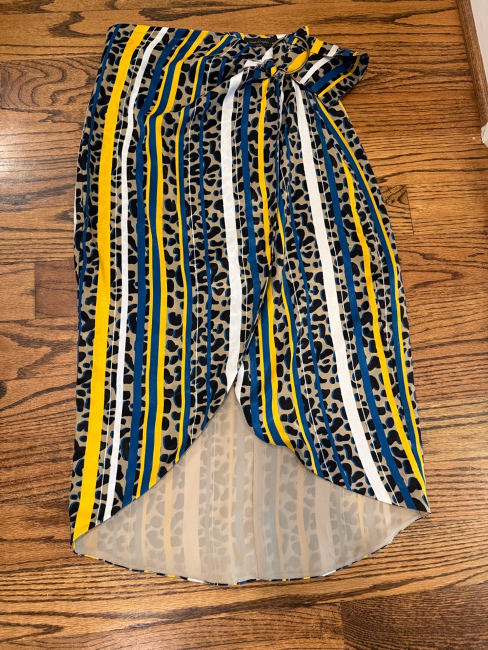 House of Harlow 1960 Striped & Leopard Wrap Skirt with Tie